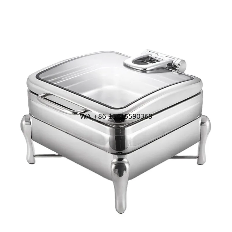 Luxury Buffet Equipment and Supplies /Square Single Pan Chaffing Dishes Chafers with Legs and Glass Window for Catering
Luxury Buffet Equipment and Supplies /Square Single Pan Chaffing Dishes Chafers with Legs and Glass Window for Catering