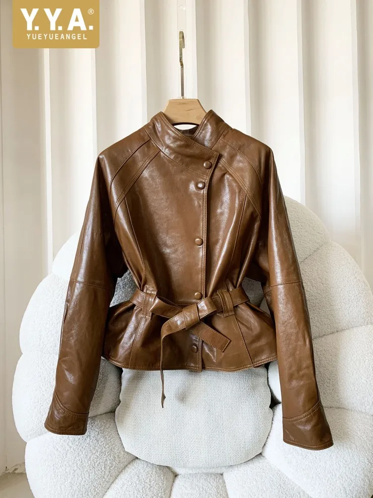 Ретро-куртка из натуральной кожи на одной пуговице, женская универсальная куртка из овчины с поясом, однотонная, с воротником-стойкой, длинными рукавами, верхняя одежда
Ретро-куртка из натуральной кожи на одной пуговице, женская универсальная куртка из овчины с поясом, однотонная, с воротником-стойкой, длинными рукавами, верхняя одежда