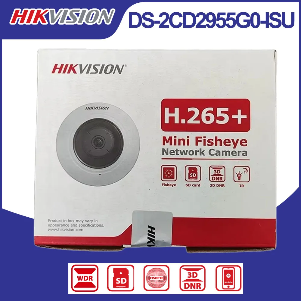 Hikvision DS-2CD2955G0-ISU 5MP Fisheye IP Camera 180° Panoramic 120dB WDR H.265+ IR PoE Built-in Mic SD Card Slot 1.05mm Camera
Hikvision DS-2CD2955G0-ISU 5MP Fisheye IP Camera 180° Panoramic 120dB WDR H.265+ IR PoE Built-in Mic SD Card Slot 1.05mm Camera