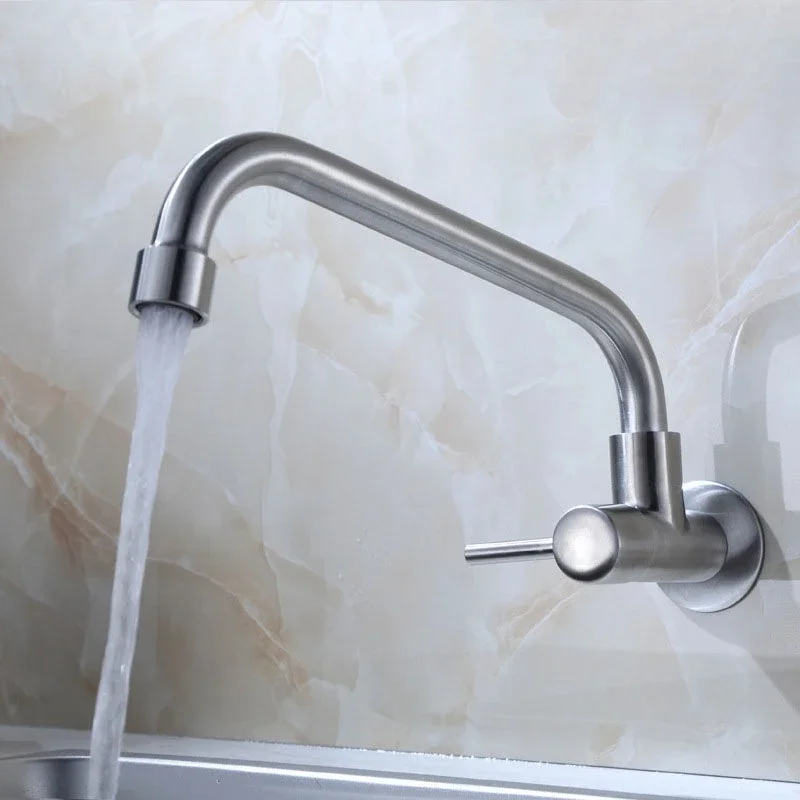 304 Stainless Steel Kitchen Faucet Single Cold Faucet Bathroom Horizontal Into The Wall Washbasin Faucets Sink Rotation Tap
304 Stainless Steel Kitchen Faucet Single Cold Faucet Bathroom Horizontal Into The Wall Washbasin Faucets Sink Rotation Tap
