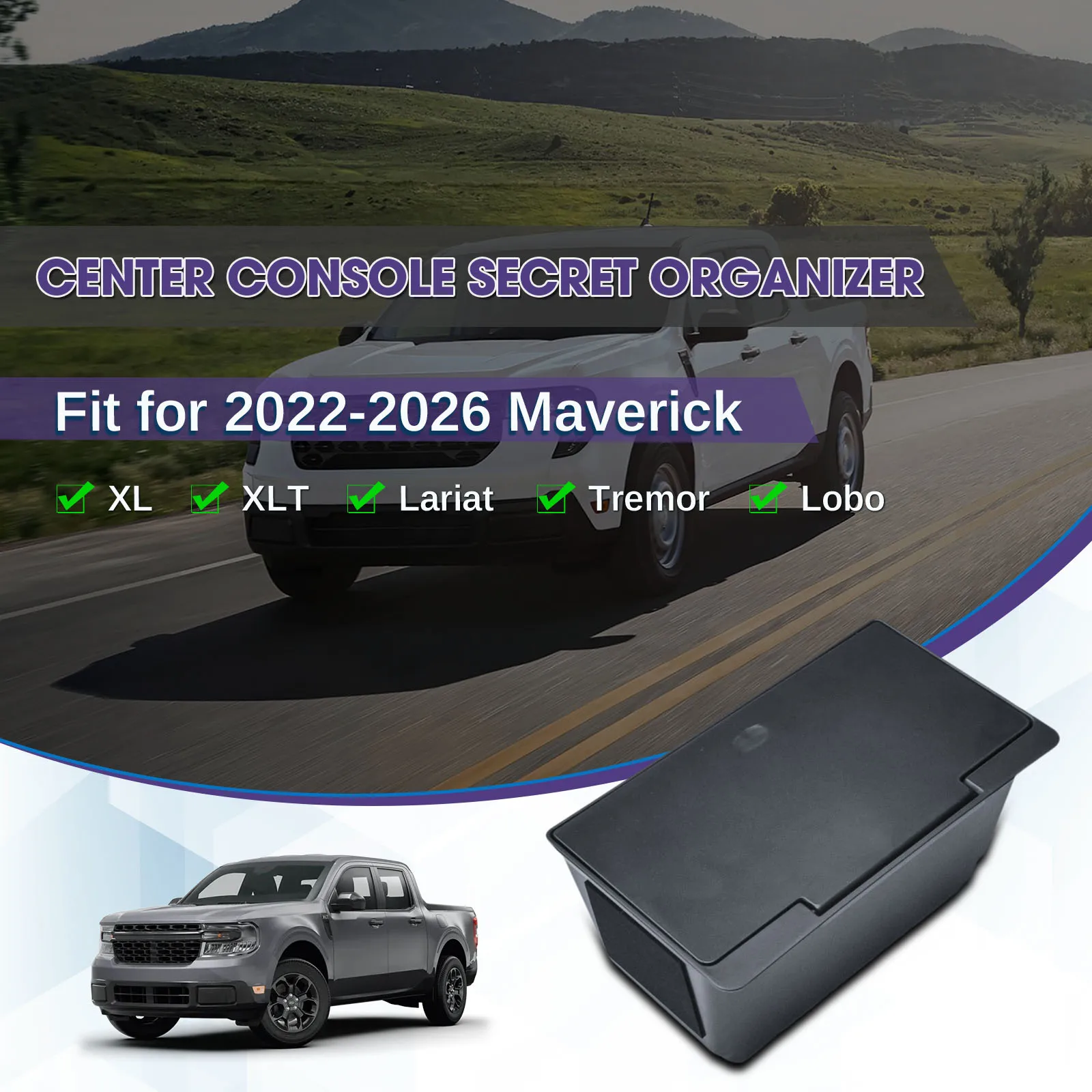 Center Console Hidden Storage Box Tray for 2022-2026 Ford Maverick Car Interior Secret Coin Holder Storage Organizer Accessories
Center Console Hidden Storage Box Tray for 2022-2026 Ford Maverick Car Interior Secret Coin Holder Storage Organizer Accessories
