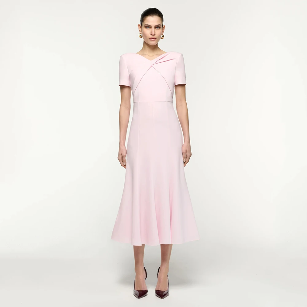 Customized Mermaid Cocktail Dress Pink O Neck Short Sleeves Trumpet Cocktail Gown Midi Tea Length Criss Cross Formal Party Dress
Customized Mermaid Cocktail Dress Pink O Neck Short Sleeves Trumpet Cocktail Gown Midi Tea Length Criss Cross Formal Party Dress