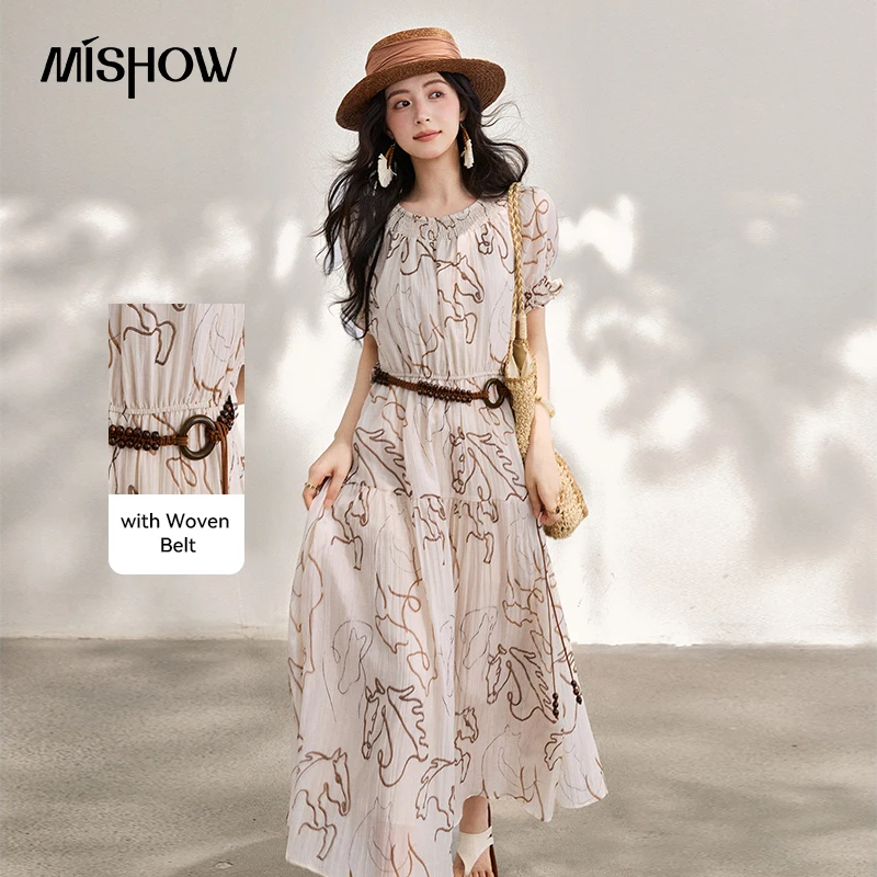 MISHOW Apricot Print Flare Sleeve Dress For Women 2026 Summer New Retro Texture Fashion Slimming Office A-Line Dress MXF26L2717
MISHOW Apricot Print Flare Sleeve Dress For Women 2026 Summer New Retro Texture Fashion Slimming Office A-Line Dress MXF26L2717