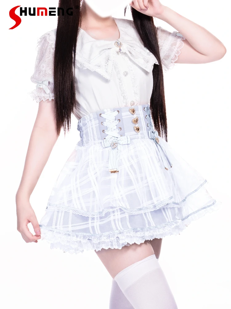 Japanese Mine Style Mass-produced Sweet Cute Girl Skirts High Waist Organza Lace-up Bow Versatile Lolita Plaid Cake Skirt Women
Japanese Mine Style Mass-produced Sweet Cute Girl Skirts High Waist Organza Lace-up Bow Versatile Lolita Plaid Cake Skirt Women