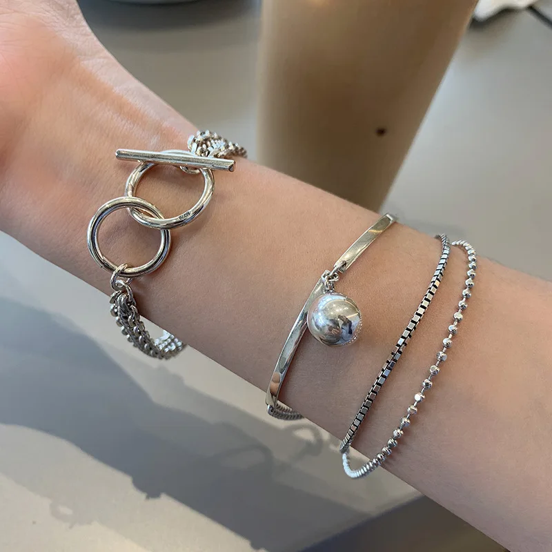 925 Sterling Silver Bracelet For Women Multi-Layered Chain Ball Gift Punk Vintage Jewelry Party Gift Accessories Wholesale
925 Sterling Silver Bracelet For Women Multi-Layered Chain Ball Gift Punk Vintage Jewelry Party Gift Accessories Wholesale