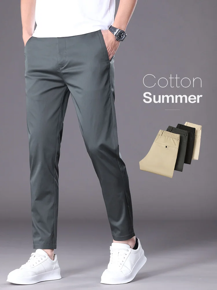Summer High Quality Cotton Ankle Length Casual Pants Men Business Slim Elastic Waist Jogger Outdoors Korean Work Suit Trousers
Summer High Quality Cotton Ankle Length Casual Pants Men Business Slim Elastic Waist Jogger Outdoors Korean Work Suit Trousers