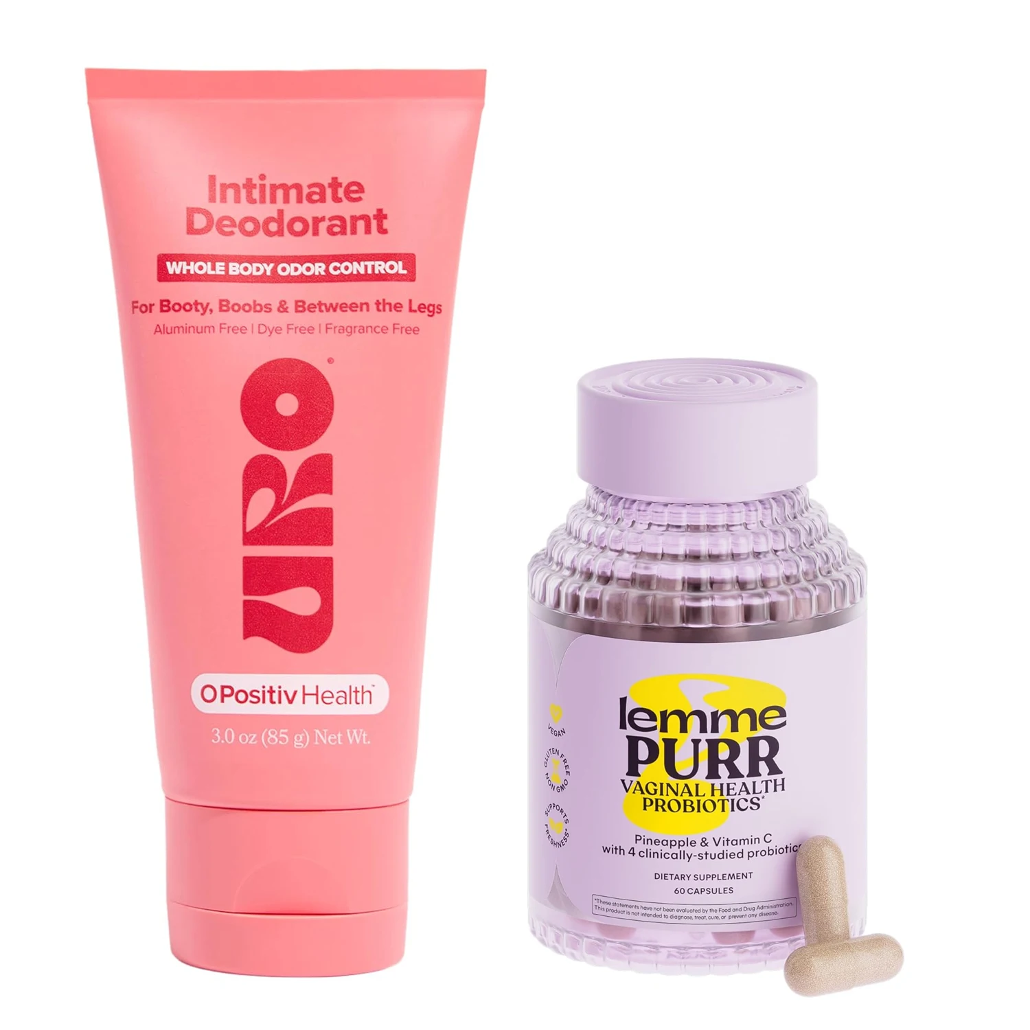 Lemme Purr Vaginal Probiotics for Women - Promotes pH Balance, Healthy Vaginal Odor & Urinary Tract Health w/Lactobacillus Blend, Clinically Tested Strains, Pineapple & Vitamin C - 60 Veggie Capsules+URO Intimate Whole Body Deodorant Cream Dermatologist
Lemme Purr Vaginal Probiotics for Women - Promotes pH Balance, Healthy Vaginal Odor & Urinary Tract Health w/Lactobacillus Blend, Clinically Tested Strains, Pineapple & Vitamin C - 60 Veggie Capsules+URO Intimate Whole Body Deodorant Cream Dermatologist