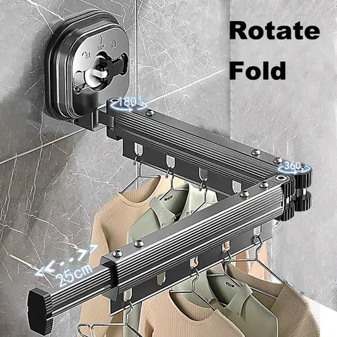 Tendedero retráctil para ropa, ahorrador de espacio, estantes de secado plegables para lavandería, perchero para ropa montado en la pared