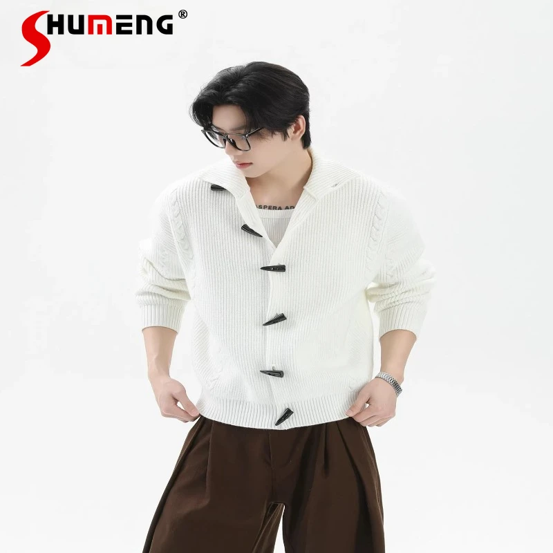 Men's 2025 Autumn Winter New Loose Warm Comfort Sweater Jackets Fashion Button Decoration Solid Color Lapel Cardigan Knitwears
Men's 2025 Autumn Winter New Loose Warm Comfort Sweater Jackets Fashion Button Decoration Solid Color Lapel Cardigan Knitwears