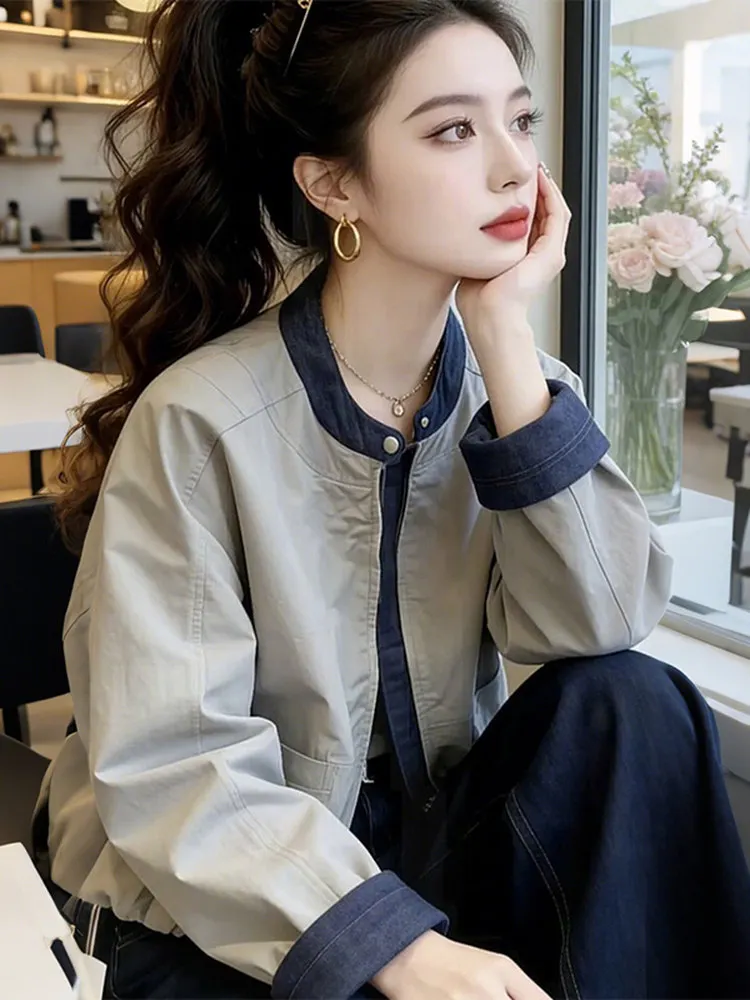 Fashionable Short Denim Baseball Jacket for Women Commute Friendly Spring Autumn Loose Slimming Outerwear Korean Style
Fashionable Short Denim Baseball Jacket for Women Commute Friendly Spring Autumn Loose Slimming Outerwear Korean Style