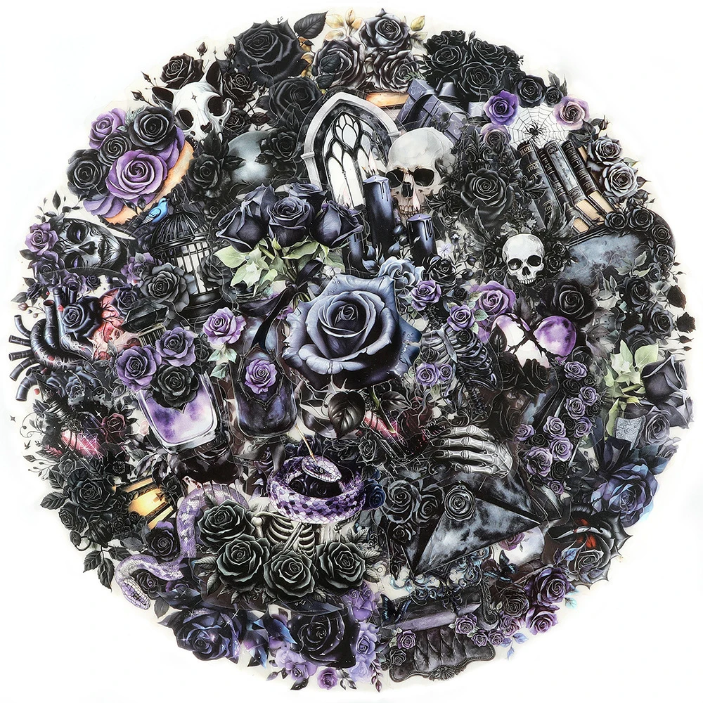 10/30/50pcs Transparent Gothic Black Rose Skull Stickers Aesthetic Decals Toy DIY Luggage Guitar Laptop Graffiti Sticker for Kid
10/30/50pcs Transparent Gothic Black Rose Skull Stickers Aesthetic Decals Toy DIY Luggage Guitar Laptop Graffiti Sticker for Kid
