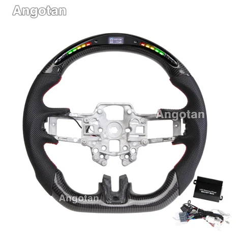 LED Real Carbon Fiber Steering Wheel for Ford Mustang EcoBoost GT Shelby GT350 2015-2017 2018-2023 Hydro-Dip Carbon/Full Leather