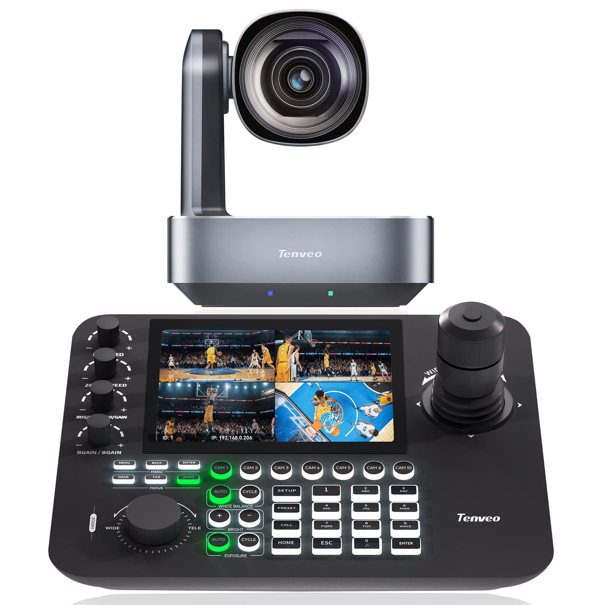 POE 12X Optical Zoom 4K PTZ Camera NDI and 4D Joystick Controller 7'' LCD Screen for Conference Church Streaming
POE 12X Optical Zoom 4K PTZ Camera NDI and 4D Joystick Controller 7'' LCD Screen for Conference Church Streaming