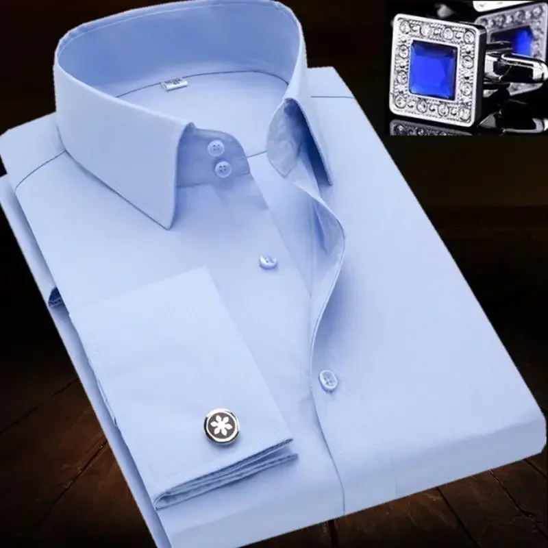 Men French Cuff Dress Shirt Double Collar Buttons Slim Fit Brand Mens Cufflink Shirts Party Tuxedo Wedding Business Eveining
Men French Cuff Dress Shirt Double Collar Buttons Slim Fit Brand Mens Cufflink Shirts Party Tuxedo Wedding Business Eveining