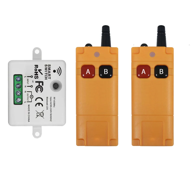 433MHZ Ndustrial AC110V 220V 1CH RF Wireless Remote Control Switch Radio Receiver With 20-2000M Long Distance Remote controller