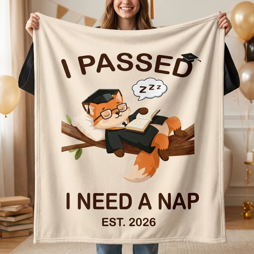 I Passed Fox I Need A Nap Est.2026 Flannel Throw Blanket, Funny Graduation Soft Cozy Blanket For Sofa Bed Home Decor Gift
I Passed Fox I Need A Nap Est.2026 Flannel Throw Blanket, Funny Graduation Soft Cozy Blanket For Sofa Bed Home Decor Gift