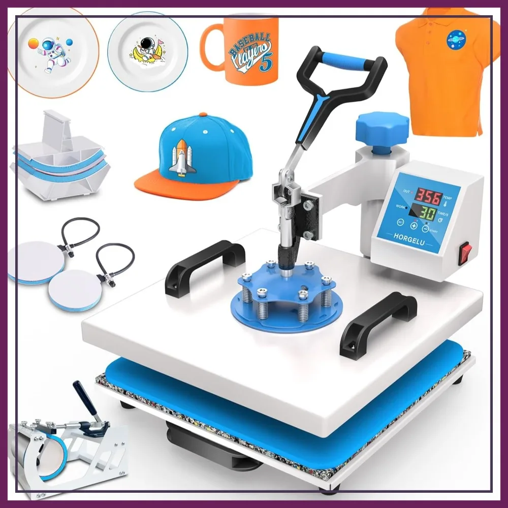 5 in 1 Heat Press Machine 15x15 Inch 360-Degree Swing Away Sublimation Transfer for T Shirts Mugs Hats Plates, 110V
5 in 1 Heat Press Machine 15x15 Inch 360-Degree Swing Away Sublimation Transfer for T Shirts Mugs Hats Plates, 110V