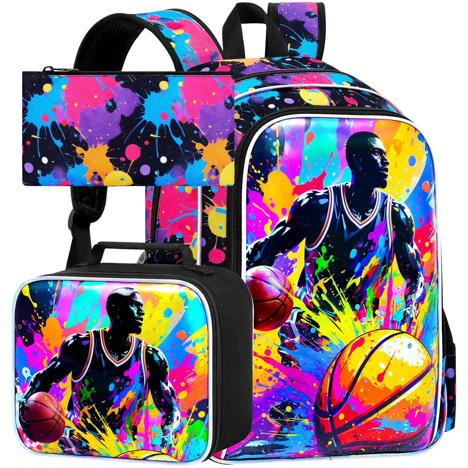 3PCS Backpacks for Boys, 16" Kids Bookbag Water Resistant for Boy, Lightweight Backpack with Lunch Box -People play basketball.
3PCS Backpacks for Boys, 16" Kids Bookbag Water Resistant for Boy, Lightweight Backpack with Lunch Box -People play basketball.