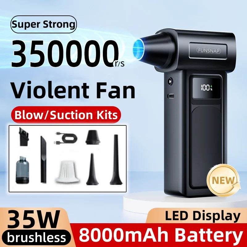 Powerful Dust Blower 350000RPM Brushless Motor Outdoor Air Duster Blower Type-C Rechargeable Air Blower Cleaning PC Turbo Fan
Powerful Dust Blower 350000RPM Brushless Motor Outdoor Air Duster Blower Type-C Rechargeable Air Blower Cleaning PC Turbo Fan