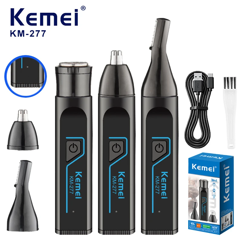 Kemei KM-277 Электробритва для ушей/бровей/триммер для волос в носу 3 в 1 комплект мини-портативный триммер для волос на теле безопасная бритва перезаряжаемая
Kemei KM-277 Электробритва для ушей/бровей/триммер для волос в носу 3 в 1 комплект мини-портативный триммер для волос на теле безопасная бритва перезаряжаемая