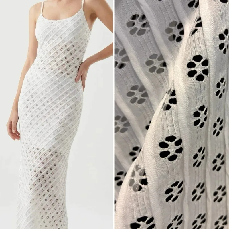White Polyester Spandex Stretchy Knit Fabric Hollow Out Floral Crinkled Stripe for DIY Dress Skirt Sport Base Layer Sewing
White Polyester Spandex Stretchy Knit Fabric Hollow Out Floral Crinkled Stripe for DIY Dress Skirt Sport Base Layer Sewing