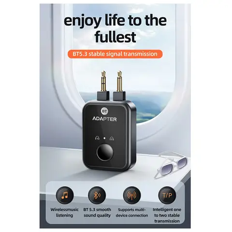 N91R-New Bluetooth Launcher Two -In -One 5.3 Non -Destructive Headset Aircraft Plug Audio Conversion Adapter 3.5Mm AUX