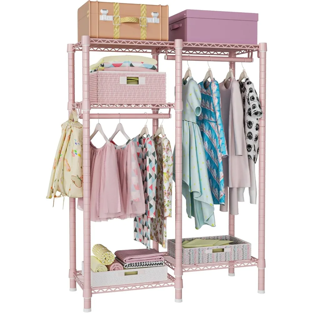 Clothes Rack,4 Tiers Portable Metal Closet Clothing Racks, Small Garment Rack with 2 Hanging Rod
Clothes Rack,4 Tiers Portable Metal Closet Clothing Racks, Small Garment Rack with 2 Hanging Rod