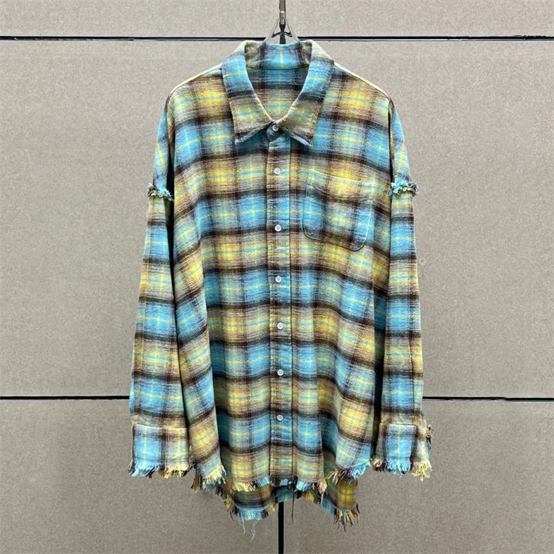 Женская рубашка, новый топ из чистого хлопка в стиле ретро с лацканами и длинными рукавами на лето 2025, женская блузка в клетку с татерными кисточками, свободное пальто 
Женская рубашка, новый топ из чистого хлопка в стиле ретро с лацканами и длинными рукавами на лето 2025, женская блузка в клетку с татерными кисточками, свободное пальто