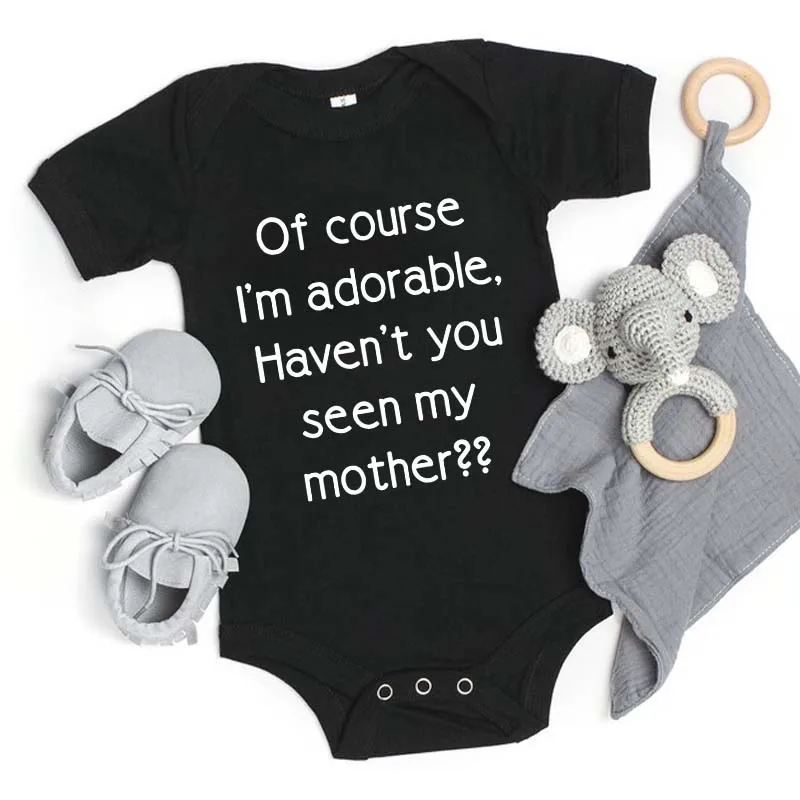 Baby Clothes Casual Short Sleeve Outdoor Onesie "Of Course I'm Adorable Haven't You Seen My Mother" Print Romper Baby Onesie
Baby Clothes Casual Short Sleeve Outdoor Onesie "Of Course I'm Adorable Haven't You Seen My Mother" Print Romper Baby Onesie