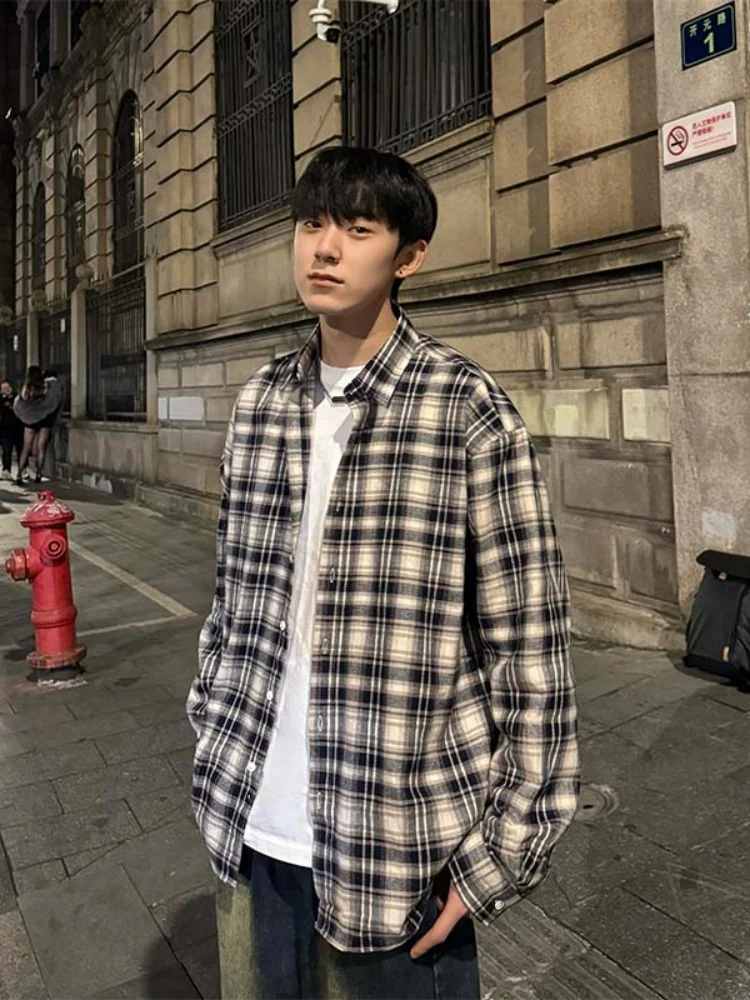 American Retro Plaid Color Blo Long Sve Men's Casual irt Spring Autumn Lazy Sle Loose Couple Outerwear Cotton
American Retro Plaid Color Blo Long Sve Men's Casual irt Spring Autumn Lazy Sle Loose Couple Outerwear Cotton