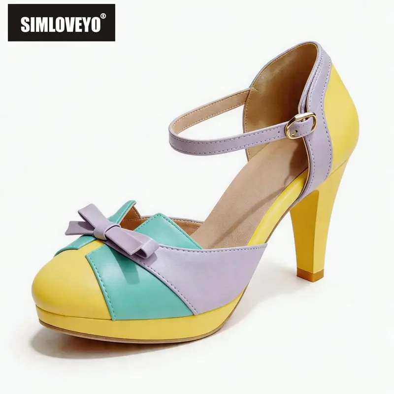 SIMLOVEYO Yellow Women Sandals Round Toe 9cm Block Heel 1.2cm Platform Bowknot Buckle Strap Mixed Color Plus Size 44 45 46 47 48
SIMLOVEYO Yellow Women Sandals Round Toe 9cm Block Heel 1.2cm Platform Bowknot Buckle Strap Mixed Color Plus Size 44 45 46 47 48