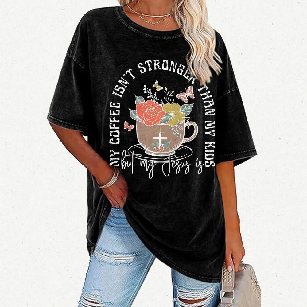 My Coffee Is Not Stronger Than My Kids Christian Washed T-Shirt Women Graphic Clothing Tops Shirts Retro y2k Clothes
My Coffee Is Not Stronger Than My Kids Christian Washed T-Shirt Women Graphic Clothing Tops Shirts Retro y2k Clothes