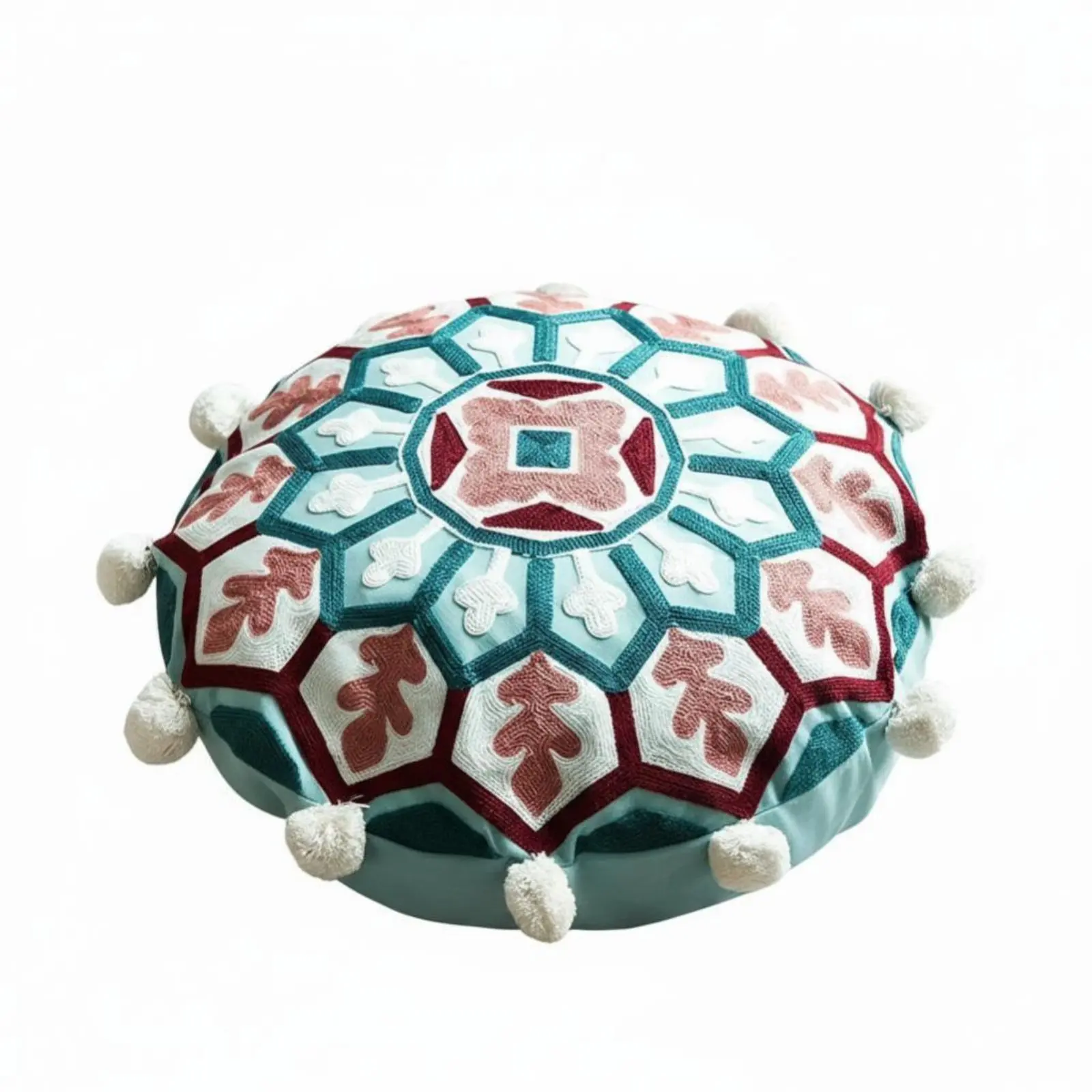Moroccan Embroidered Round Pillow Cover, Handmade Geometric, Boho Sofa Decor, Living Room, Removable, Cotton
Moroccan Embroidered Round Pillow Cover, Handmade Geometric, Boho Sofa Decor, Living Room, Removable, Cotton