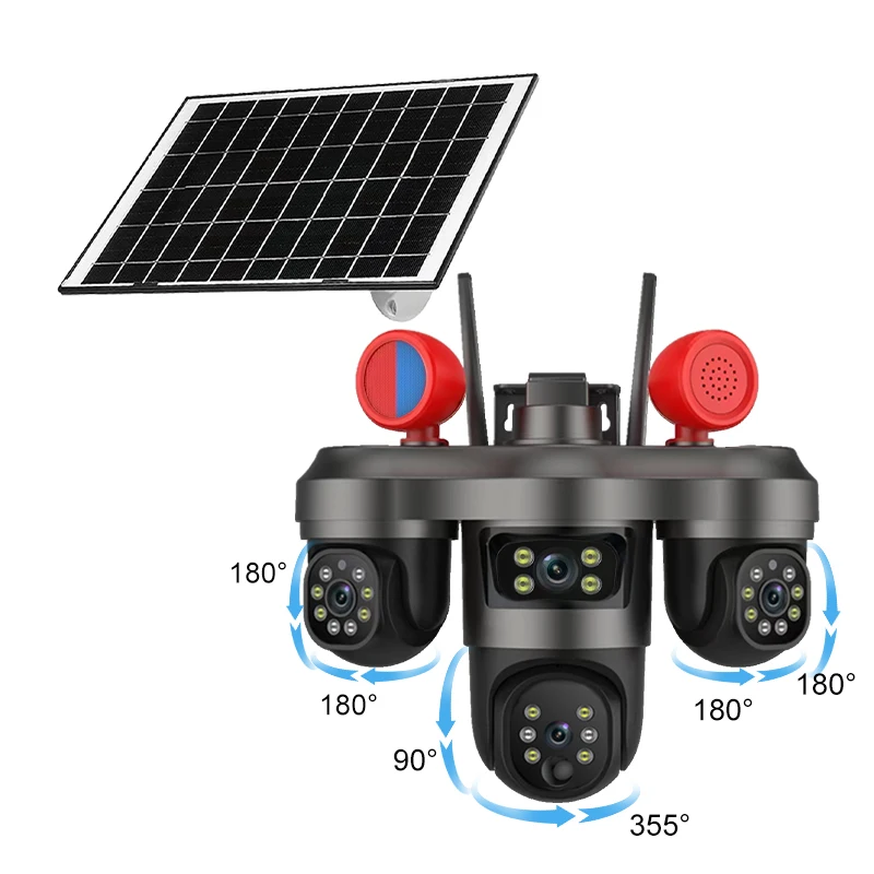 8MP 4G Solar Security Camera Outdoor with Triple Lenses PTZ Auto Tracking Color Night Vision IP66 Waterproof for Farm Property
8MP 4G Solar Security Camera Outdoor with Triple Lenses PTZ Auto Tracking Color Night Vision IP66 Waterproof for Farm Property