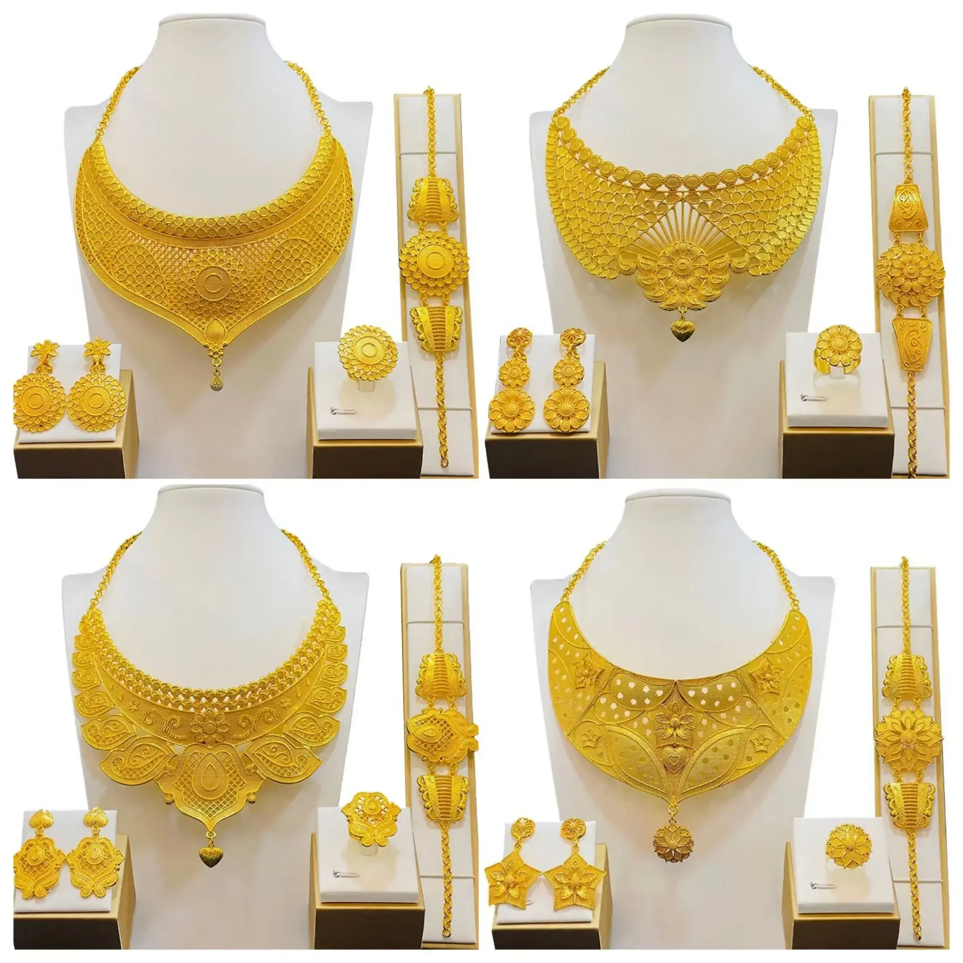 African Dubai Thailand 24K Gold Plated Bead Necklace Bracelets Set Indian Bridal Accessories Gifts Luxury Jewellery Necklace
African Dubai Thailand 24K Gold Plated Bead Necklace Bracelets Set Indian Bridal Accessories Gifts Luxury Jewellery Necklace