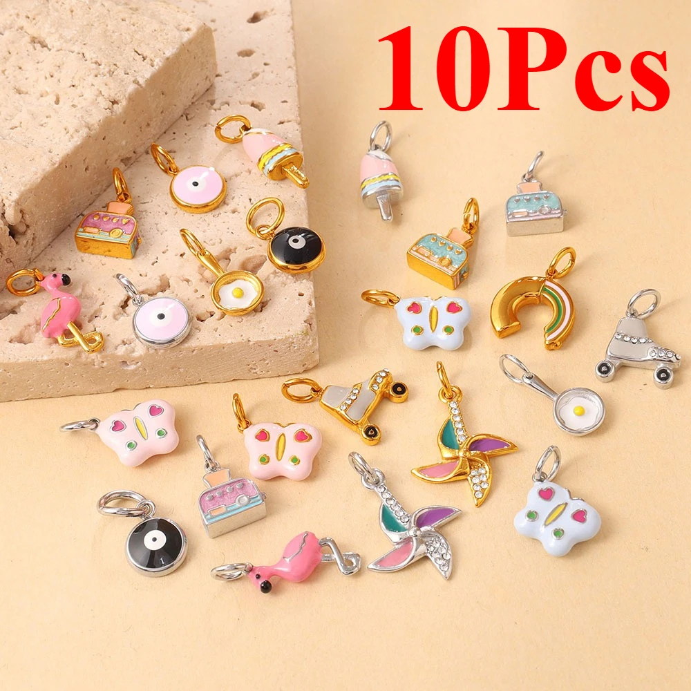 10pcs Enamel Stainless Steel Charms Ice Cream Windmill Butterfly Pendant for Jewelry Making DIY Necklace Earring Accessories
10pcs Enamel Stainless Steel Charms Ice Cream Windmill Butterfly Pendant for Jewelry Making DIY Necklace Earring Accessories