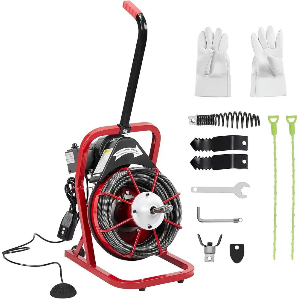 Drain Cleaner Machine 50 Ft x 3/8 Inch, 250W Portable Electric Drain Auger with Cutters, Glove, Drain Auger Cleaner Sewer Snake,
Drain Cleaner Machine 50 Ft x 3/8 Inch, 250W Portable Electric Drain Auger with Cutters, Glove, Drain Auger Cleaner Sewer Snake,
