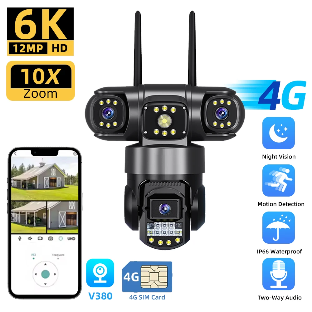 V380 Security IP Camera Outdoor 15MP Triple LensHD Night Vision 4G SIM Card WiFi IP Camera PTZ AI Tracking Security Intelligence
V380 Security IP Camera Outdoor 15MP Triple LensHD Night Vision 4G SIM Card WiFi IP Camera PTZ AI Tracking Security Intelligence