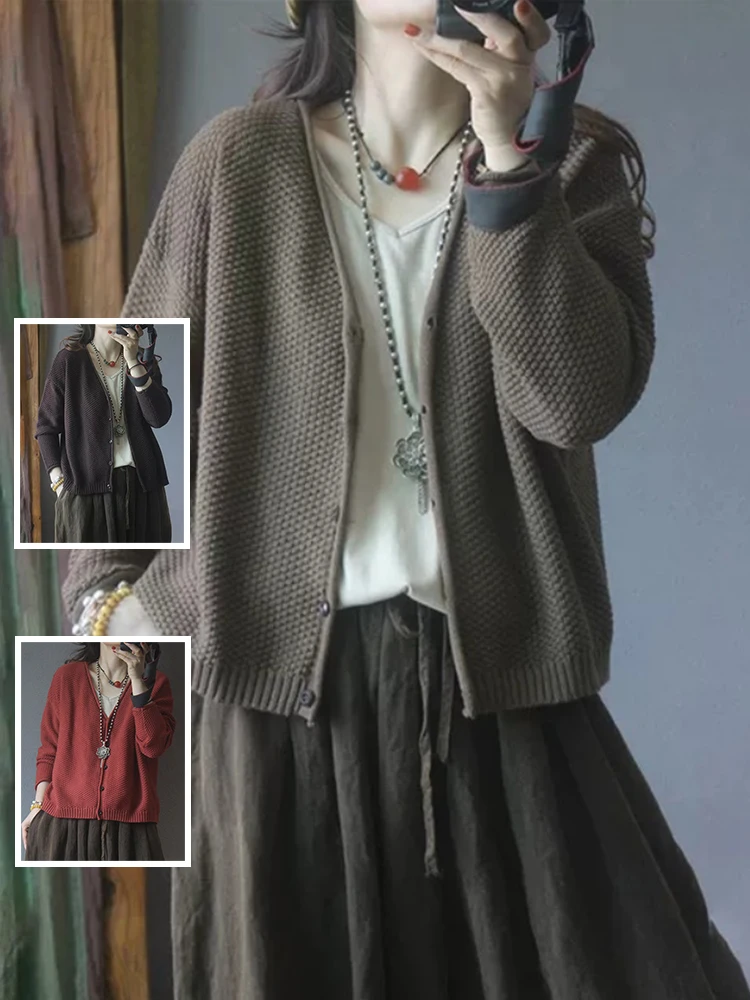 Textured Knitwear Long Sve V-Ne Buttoned Loose Fit Outerwear for plus Size Women Artistic Sle Commute Suitable Autumn ...
Textured Knitwear Long Sve V-Ne Buttoned Loose Fit Outerwear for plus Size Women Artistic Sle Commute Suitable Autumn ...