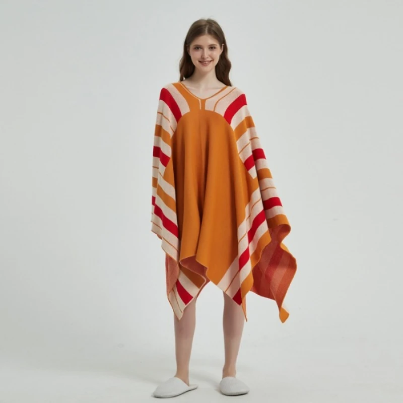 2025 New Wool Blend Striped Color- Block Cape Wearable Cover Shawl Multi-Functional Blanket for Autumn and Winter Keeping Warm 
2025 New Wool Blend Striped Color- Block Cape Wearable Cover Shawl Multi-Functional Blanket for Autumn and Winter Keeping Warm
