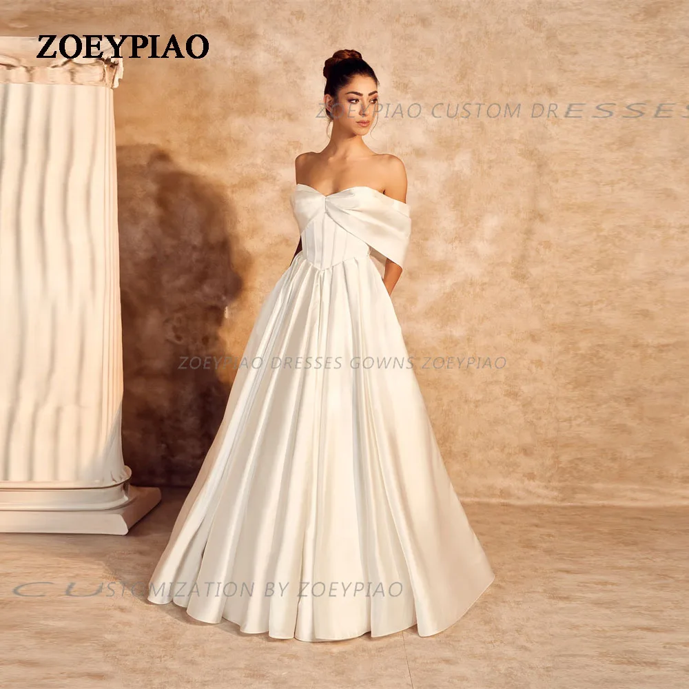 Elegant Long Wedding Dresses Satin A-Line Short Sleeves Bridal Gowns Women Off Shoulder Robe de mariage Dress Custom Made
Elegant Long Wedding Dresses Satin A-Line Short Sleeves Bridal Gowns Women Off Shoulder Robe de mariage Dress Custom Made