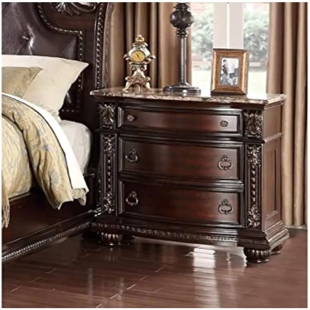 1Pc Traditional Style End Table 3-Drawer Nightstand with Marble Top Rich Brown Cherry Finish Solid Wood Wooden Bedroom
1Pc Traditional Style End Table 3-Drawer Nightstand with Marble Top Rich Brown Cherry Finish Solid Wood Wooden Bedroom