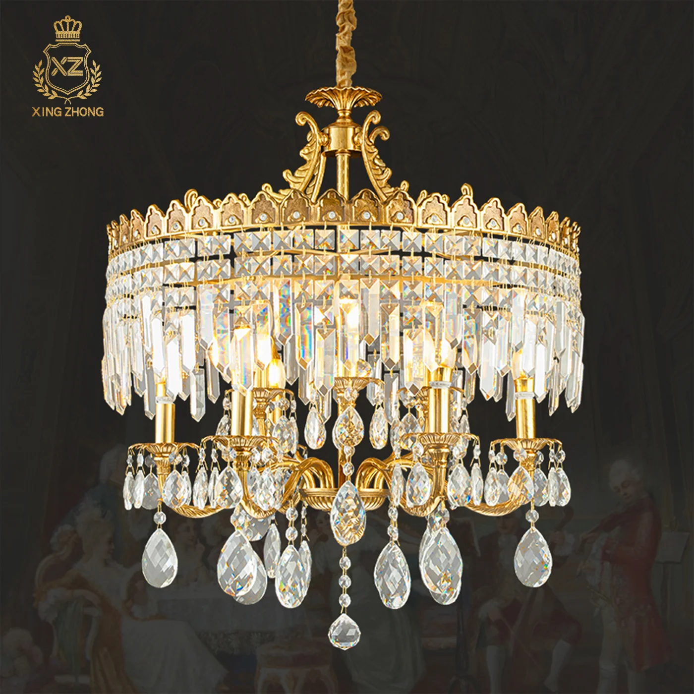 European Luxury Villa Living Room Crystal Chandelier Apartment Dining Room Classic French Design Copper Pendant Light
European Luxury Villa Living Room Crystal Chandelier Apartment Dining Room Classic French Design Copper Pendant Light