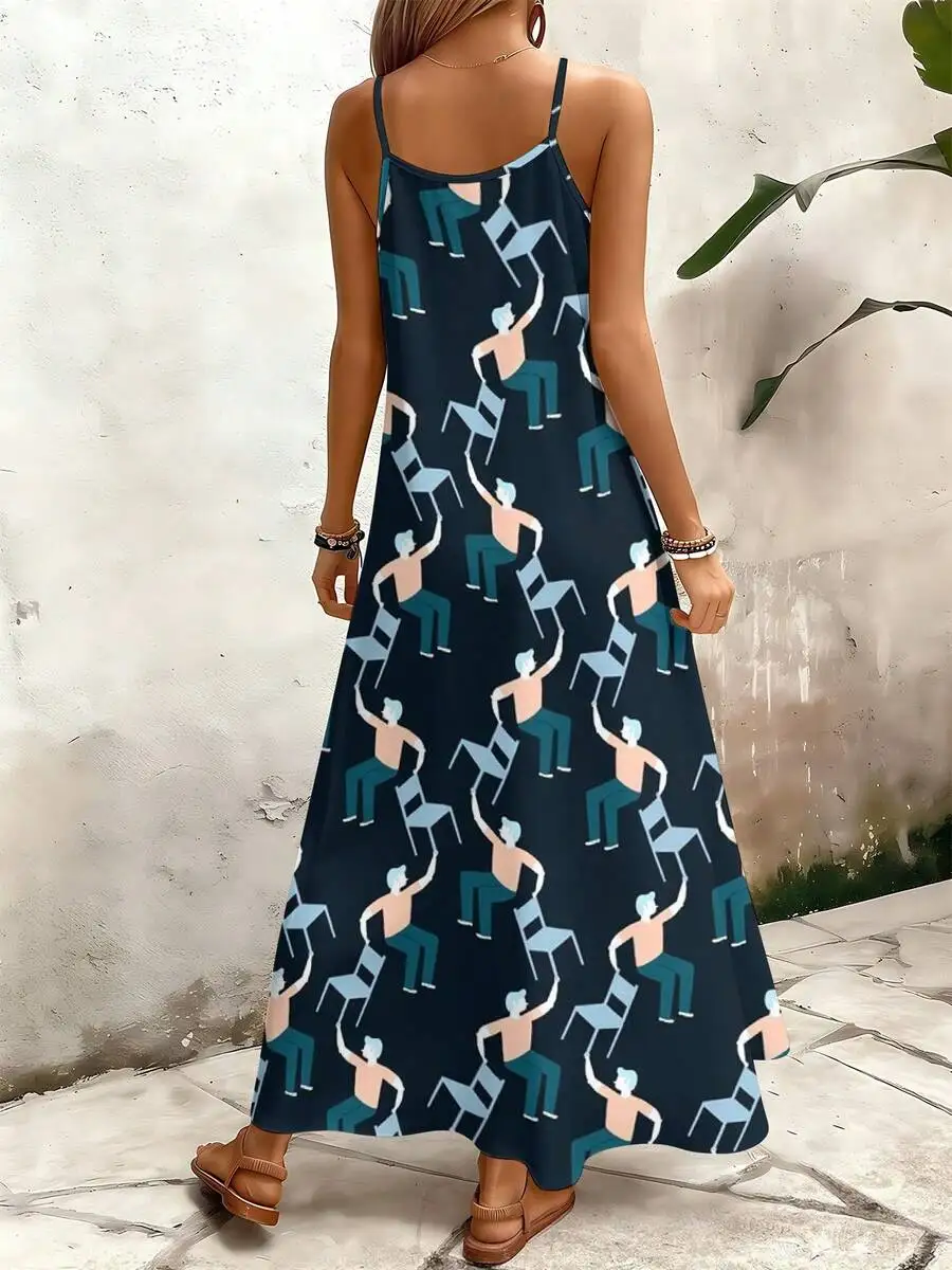 Abstract Geometric Print Womens V-Neck Cami Maxi Dress Dancing Figures Pattern Summer Beach Wear
Abstract Geometric Print Womens V-Neck Cami Maxi Dress Dancing Figures Pattern Summer Beach Wear