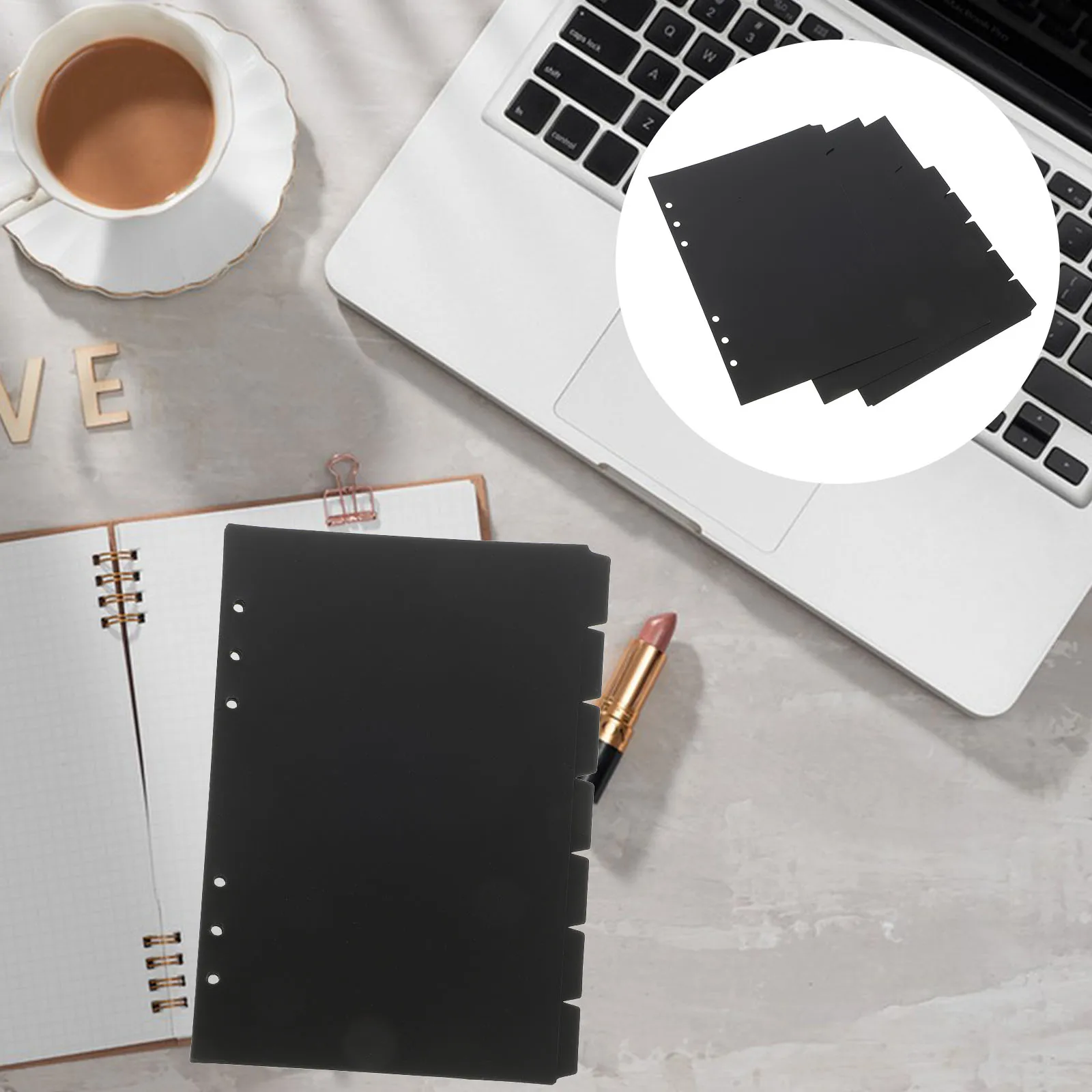 14 Pages DIY 6 Holes Index Separator Notebook Dividers Black Tabs Binder Clips for Notebooks Files Books Planners Reports
14 Pages DIY 6 Holes Index Separator Notebook Dividers Black Tabs Binder Clips for Notebooks Files Books Planners Reports