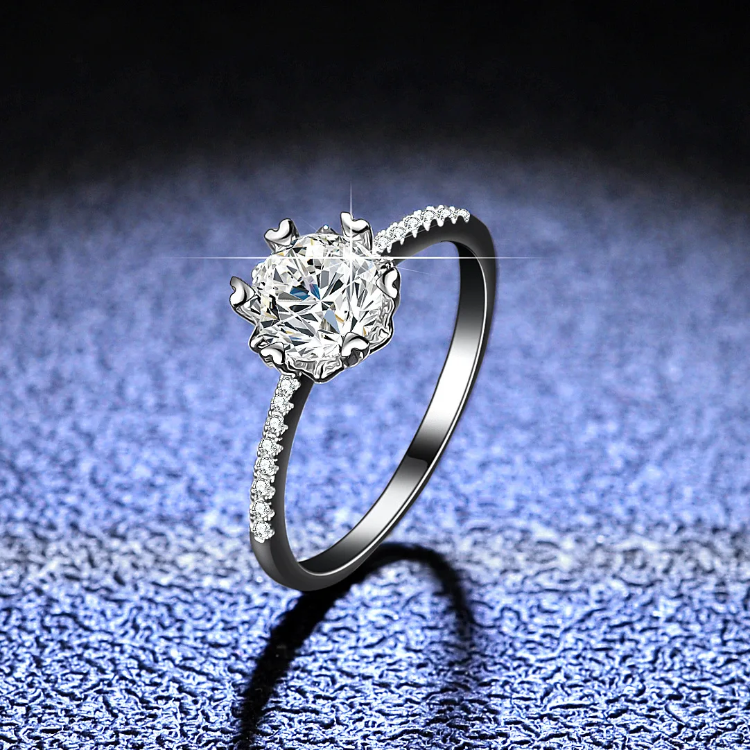 One Carat Straight Arm Snowflake D Color Moissanite Ring
One Carat Straight Arm Snowflake D Color Moissanite Ring