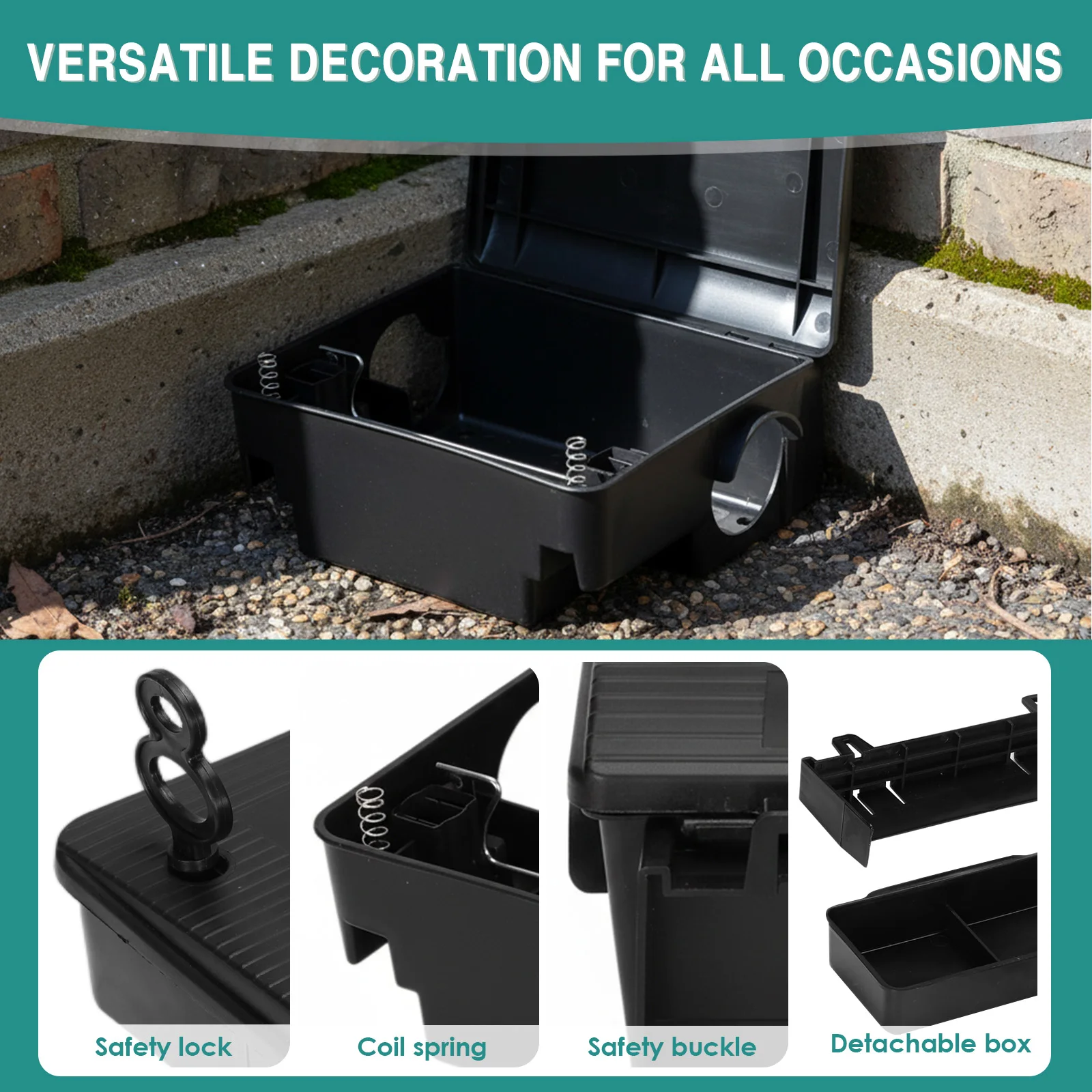 50-Pack Rat Bait Station Rodent Trap with Key Reusable Rodent Trap Bait Box for Keeping Pets and Children Safe
50-Pack Rat Bait Station Rodent Trap with Key Reusable Rodent Trap Bait Box for Keeping Pets and Children Safe