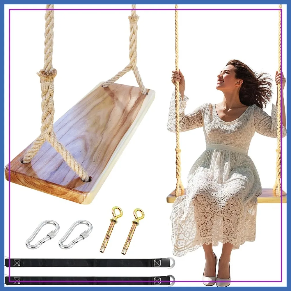 Wooden Swing Seat for Adults & Kids, 24x8x1.2 inch, 500LBS Capacity, Adjustable Hemp Rope with Tree Straps
Wooden Swing Seat for Adults & Kids, 24x8x1.2 inch, 500LBS Capacity, Adjustable Hemp Rope with Tree Straps