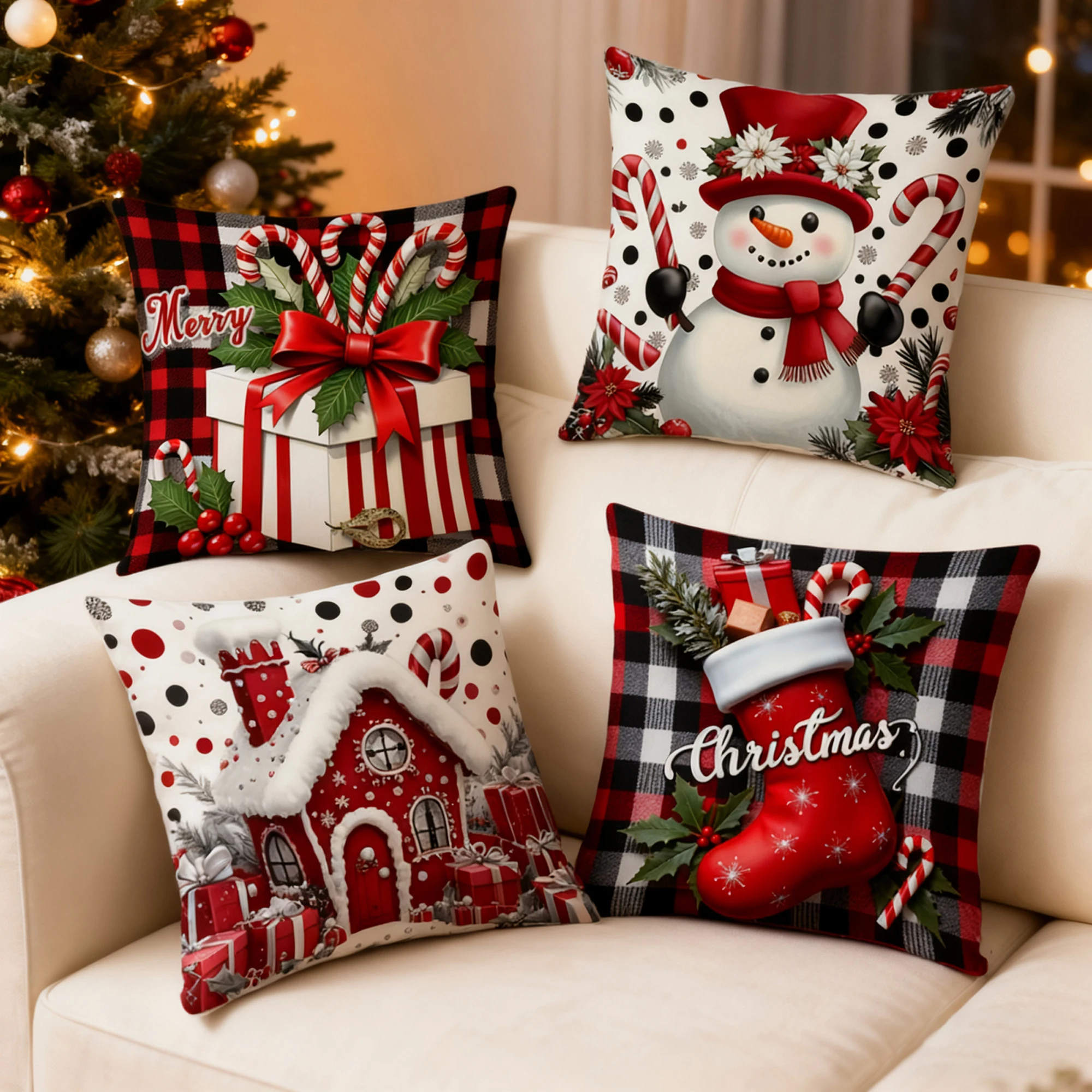 Set of 4 Festive Christmas Pillow Covers Featuring Adorable Snowman Designs - Perfect for Winter Home Decor and Parties
Set of 4 Festive Christmas Pillow Covers Featuring Adorable Snowman Designs - Perfect for Winter Home Decor and Parties