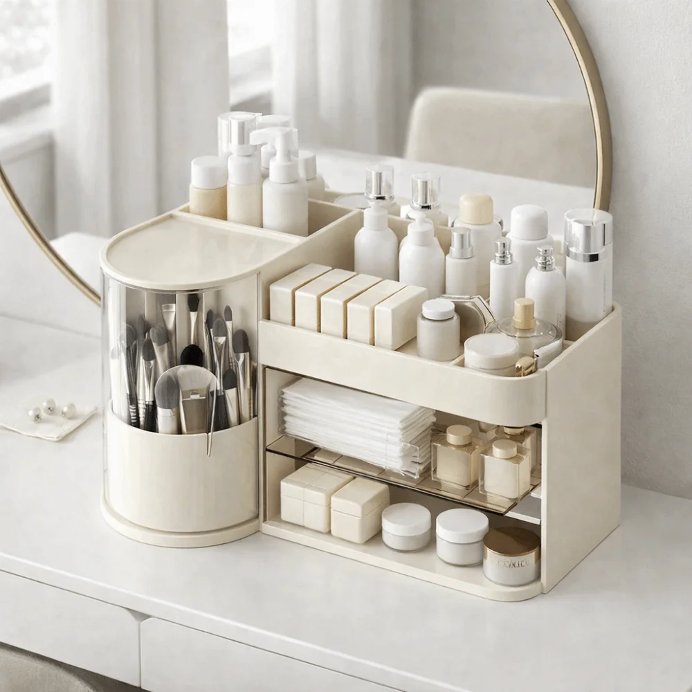 Plastic Cosmetic Storage Box Large Capacity Dust-proof Skincare Display Cases Space Saving Detachable Makeup Organizer
Plastic Cosmetic Storage Box Large Capacity Dust-proof Skincare Display Cases Space Saving Detachable Makeup Organizer